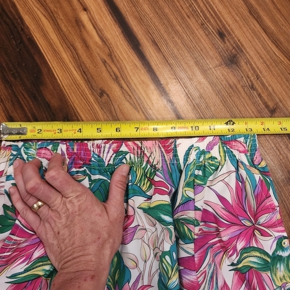 Vtg Pykettes Hawaiian Floral Bird Midi Skirt with Pockets - Picture 11 of 11